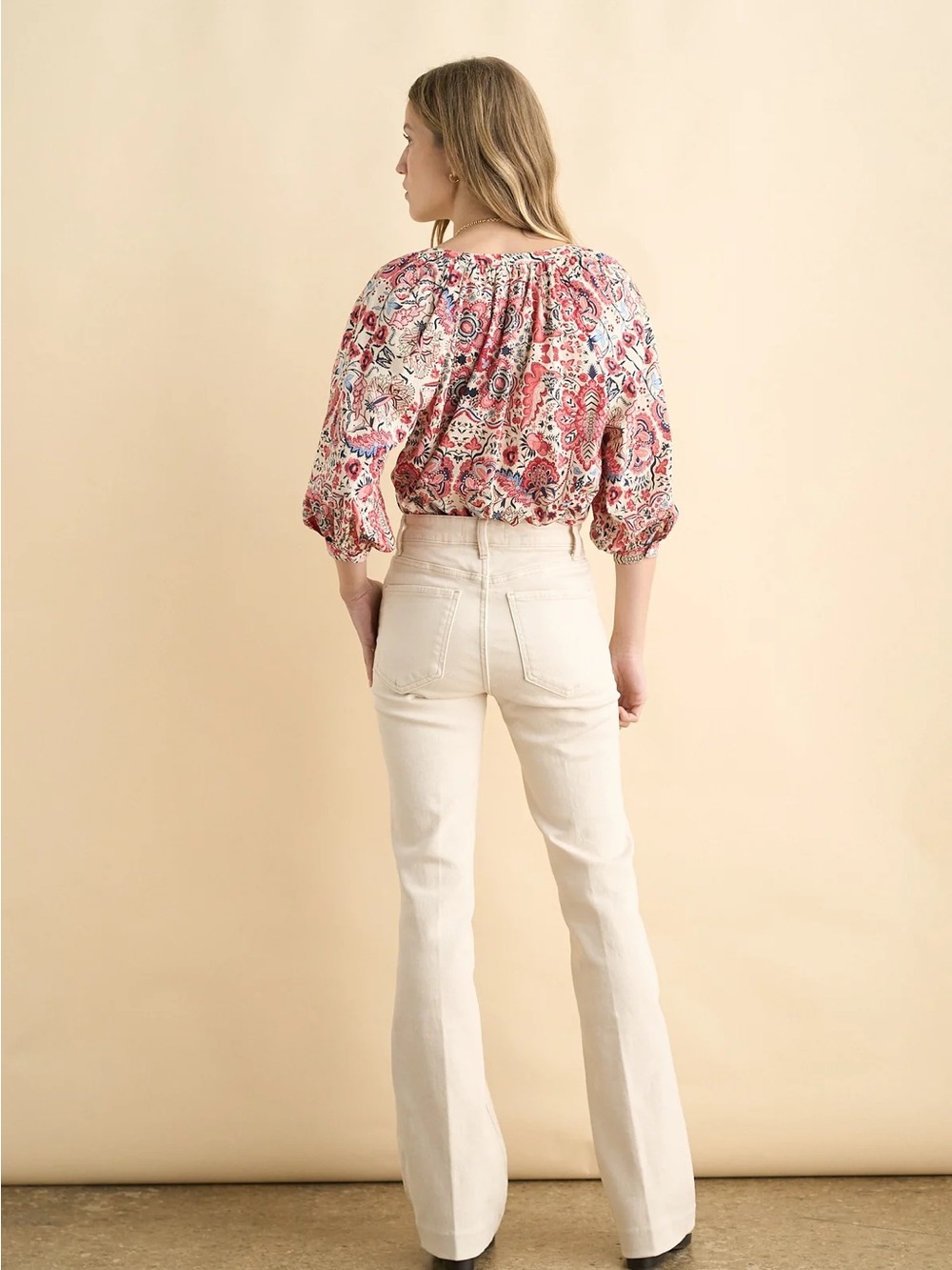 Sonmer Kelly Blouse in Red Retro Indian Block Print - Picture 3 of 3